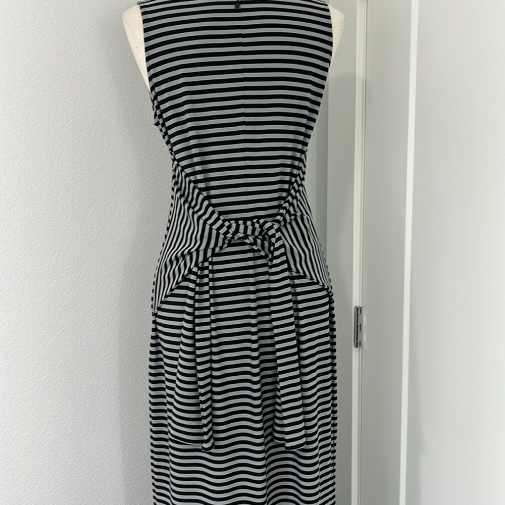 Norma Kamali Black and White Striped Midi Dress